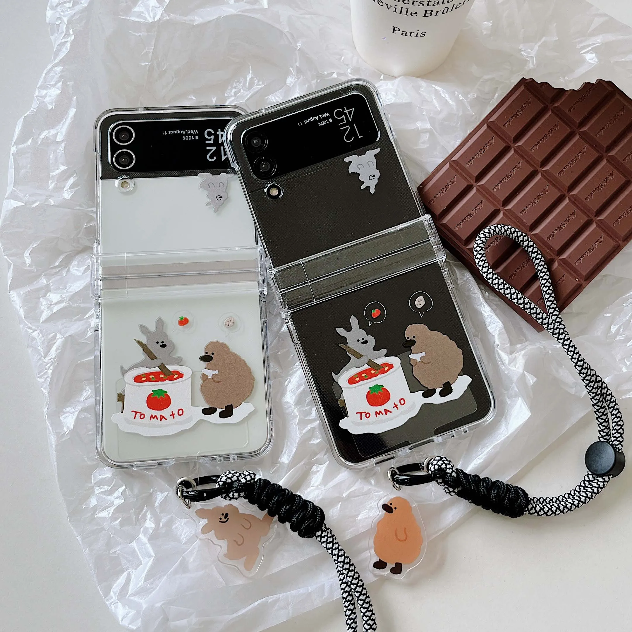 Pc Hard 3 In 1 Bracciale Koala Tomato Ins Bracciale Custodia Per Telefono Per Samsung Z Flip 5 3 4 5G Flip5 Flip4 Flip3 Cover Posteriore Fundas