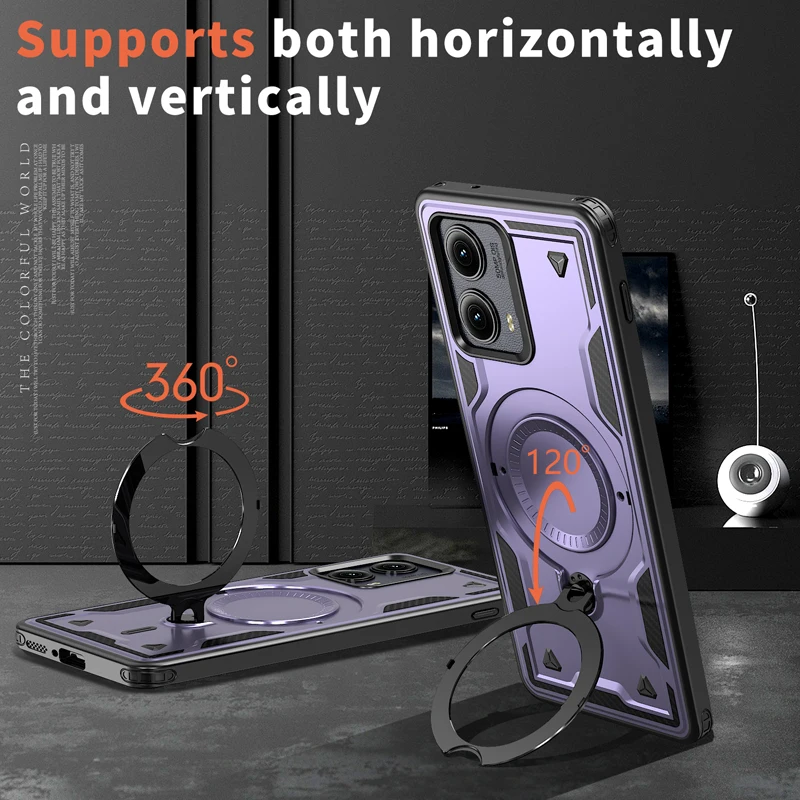 ELVEV Magnetic Dropproof Phone Case with Rotatable Ring Stand