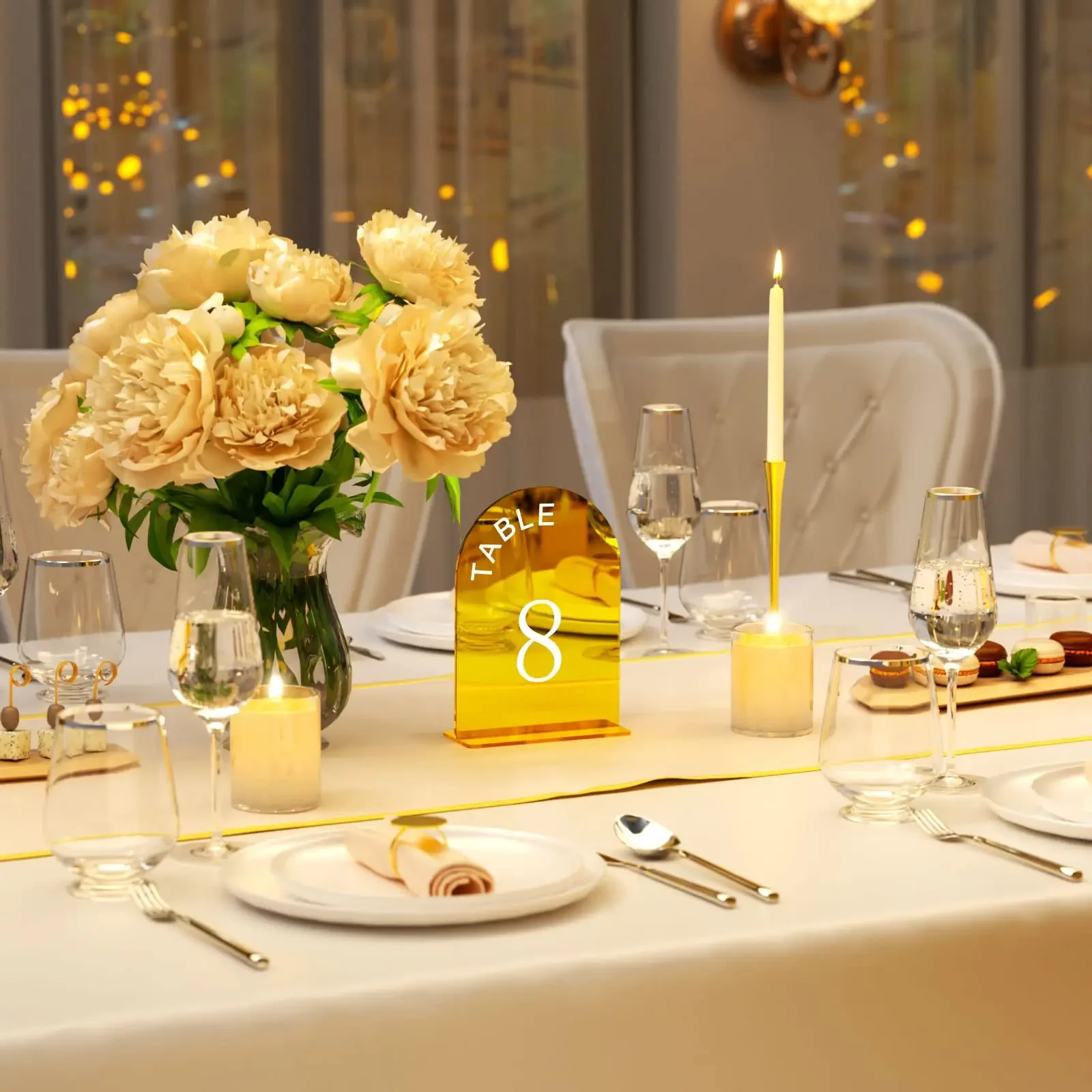 Acrylic Gold Mirror Wedding Table Numbers Wedding Table Signs Numbers Decor with Stand