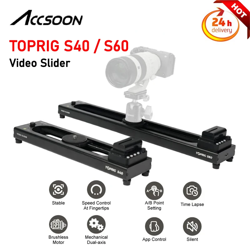 

Accsoon TOPRIG S40 S60 электрическая камера слайдер следить за фокусом моторизованное управление Видео слайдер рельса для замедленной съемки