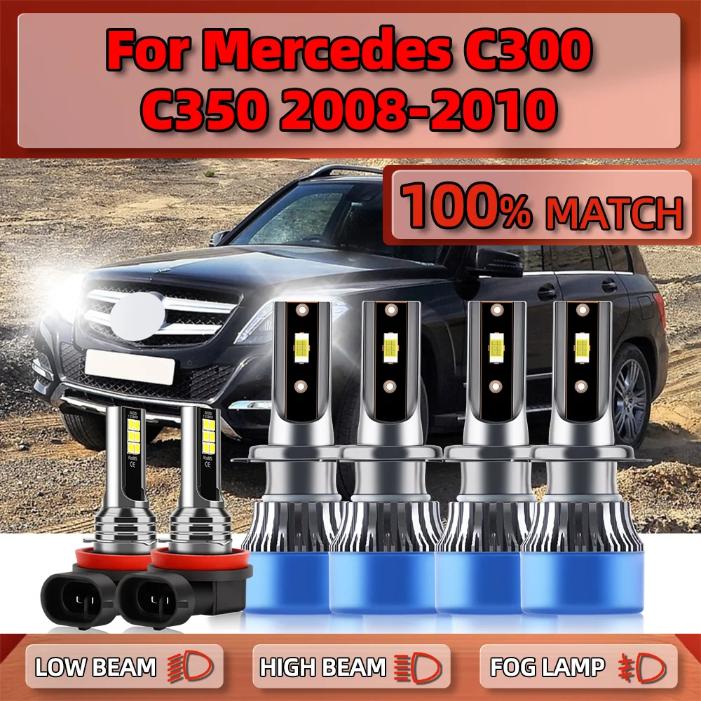 

360W H7 Canbus LED Headlights Bulbs 60000LM Turbo Auto Lamps 6000K White Fog Light 12V For Mercedes C300 C350 2008 2009 2010