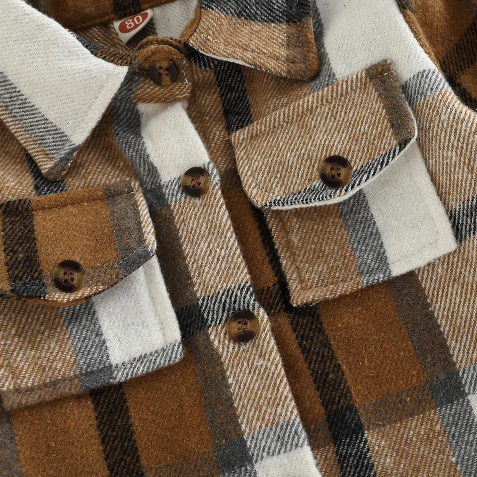 Kids Plaid Button Up Shirt Jacket Coat