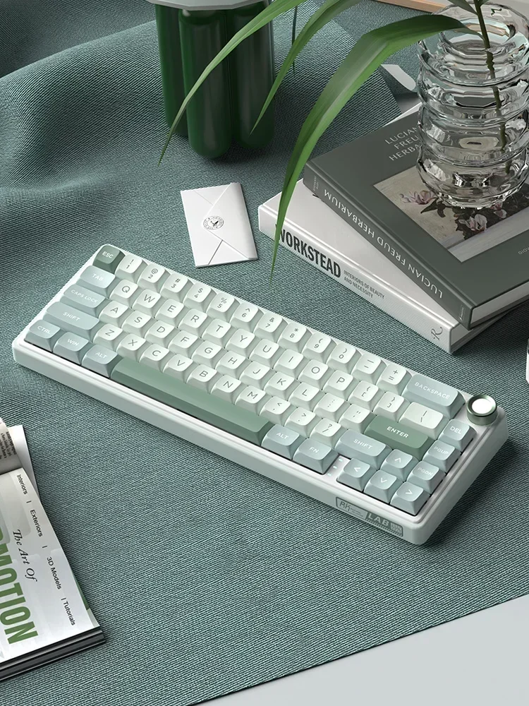 RGB 백라이트 키캡 PBT 기계식 키보드, 3 가지 모드, 2.4G 블루투스, 66 키, 핫 스왑 게이머 키보드 선물, RK R65