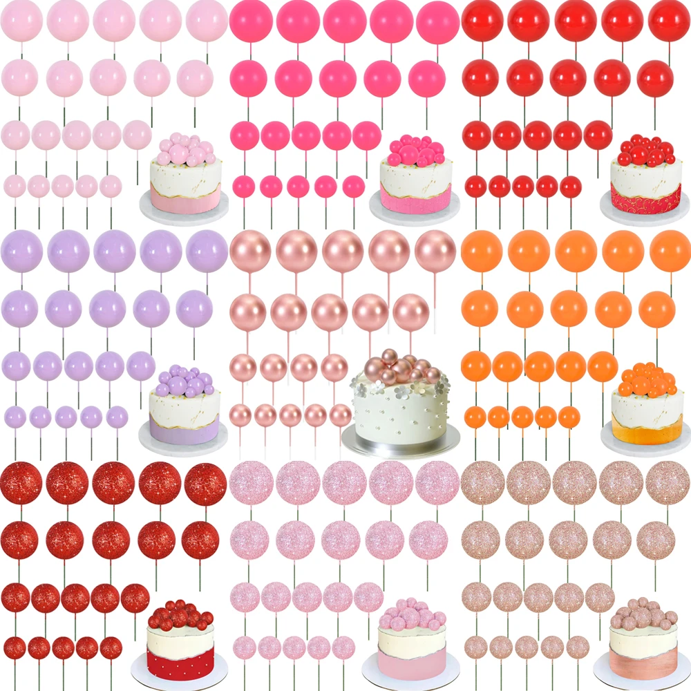 Pink and Purple Glitter Balloon Cake Topper Set - 20 Pieces