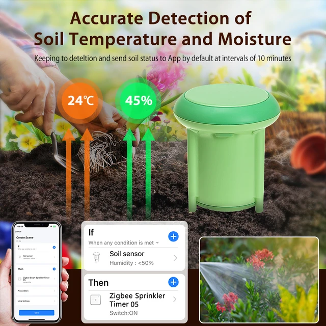 2025 Tuya Smart Zigbee Soil Sensor Planting Temperature and Humidity Meter Waterproof   APP Real Time Monitor for Greenhouse 3