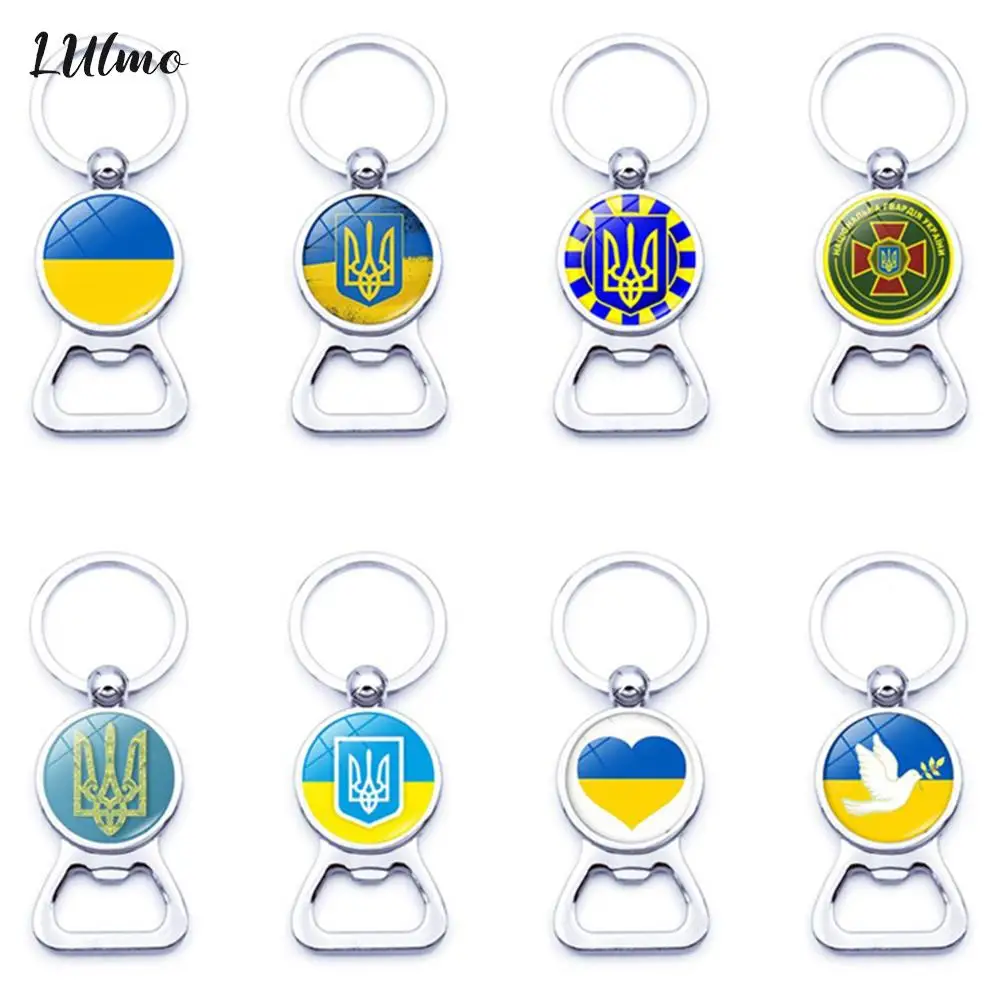 Ukraine Flag Bottle Opener Key Chain Charms Crystal Keychains Patriot