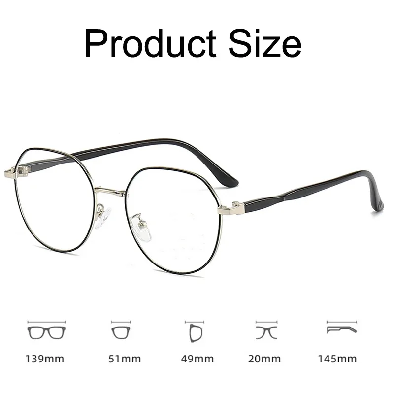Anti-reflective Hyperopia Glasses Fashion Metal Large Frame Reading Glasses Women High Definition Anti-blue Presbyopia Eyewear 6