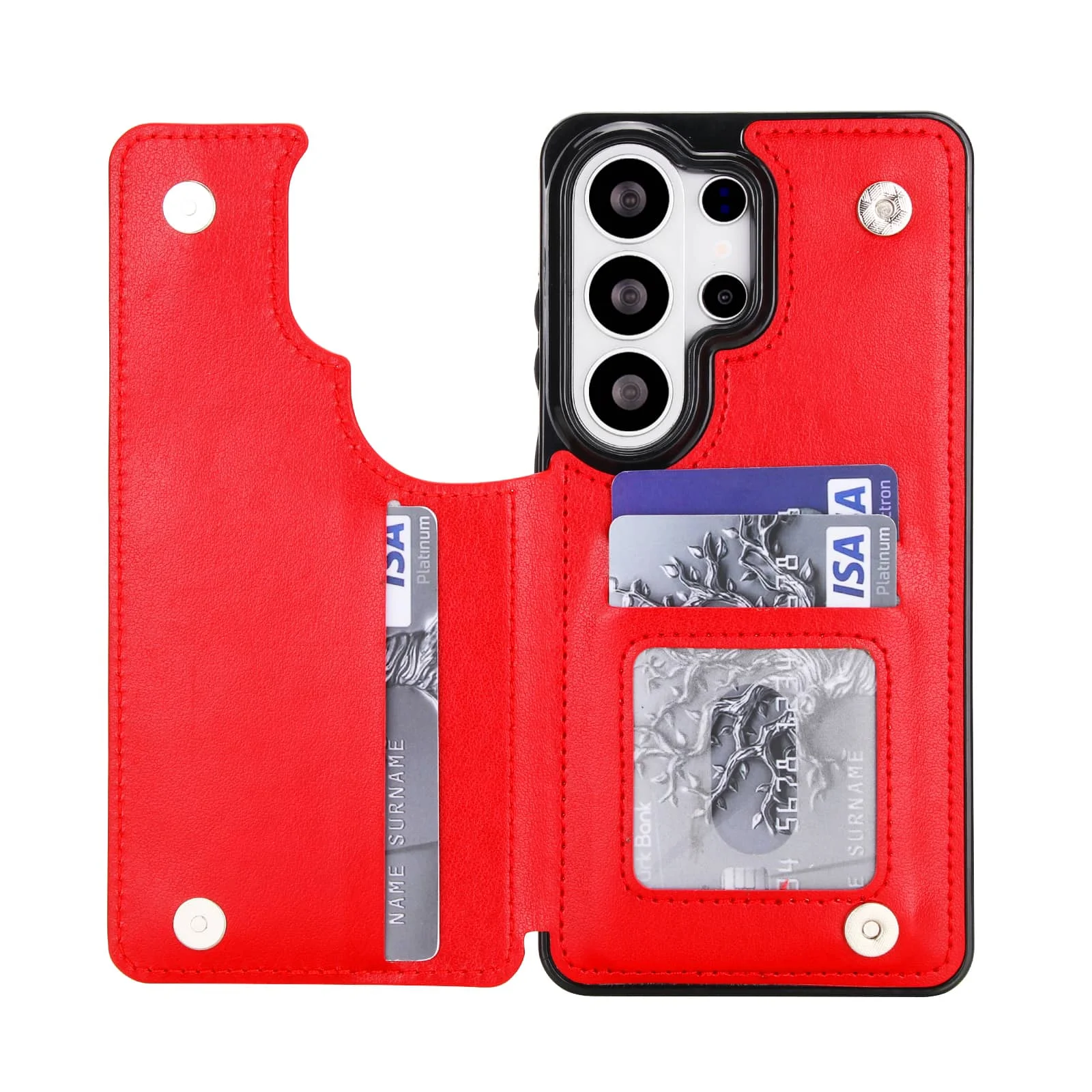 Floral Leather Wallet Phone Case with Stand and Card Holder, Double Magnetic Clasp