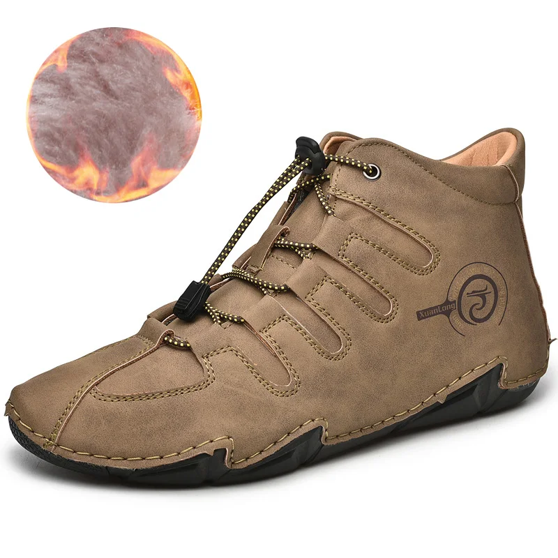 

Мужские ботинки, уличные удобные мужские ковбойские ботинки, Мужская модная Высококачественная кожа, Классическая Осенняя обувь, мужские брендовые прочные зимние ботинки