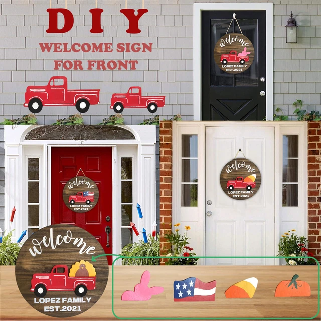 Interchangeable Welcome Sign For Front Sign Door Hanger Wall Decor