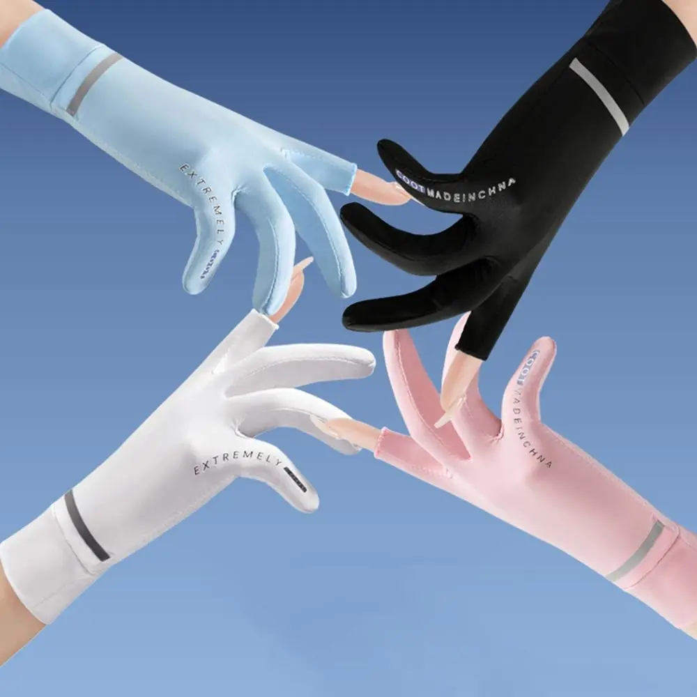 

Breathable Outdoor For Women Driving For Men Full Finger Gloves Two Fingers Gloves Ice Silk Gloves Sunscreen Mittens