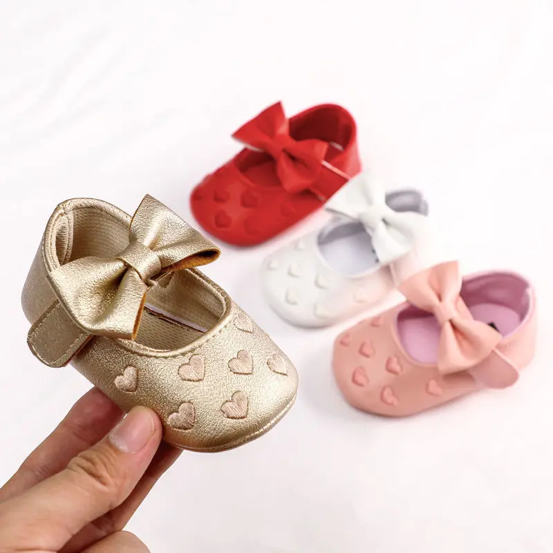 Fashion Bow Ties Baby First Walker Shoes Kids Girls Baby Party Ballerina Shoes