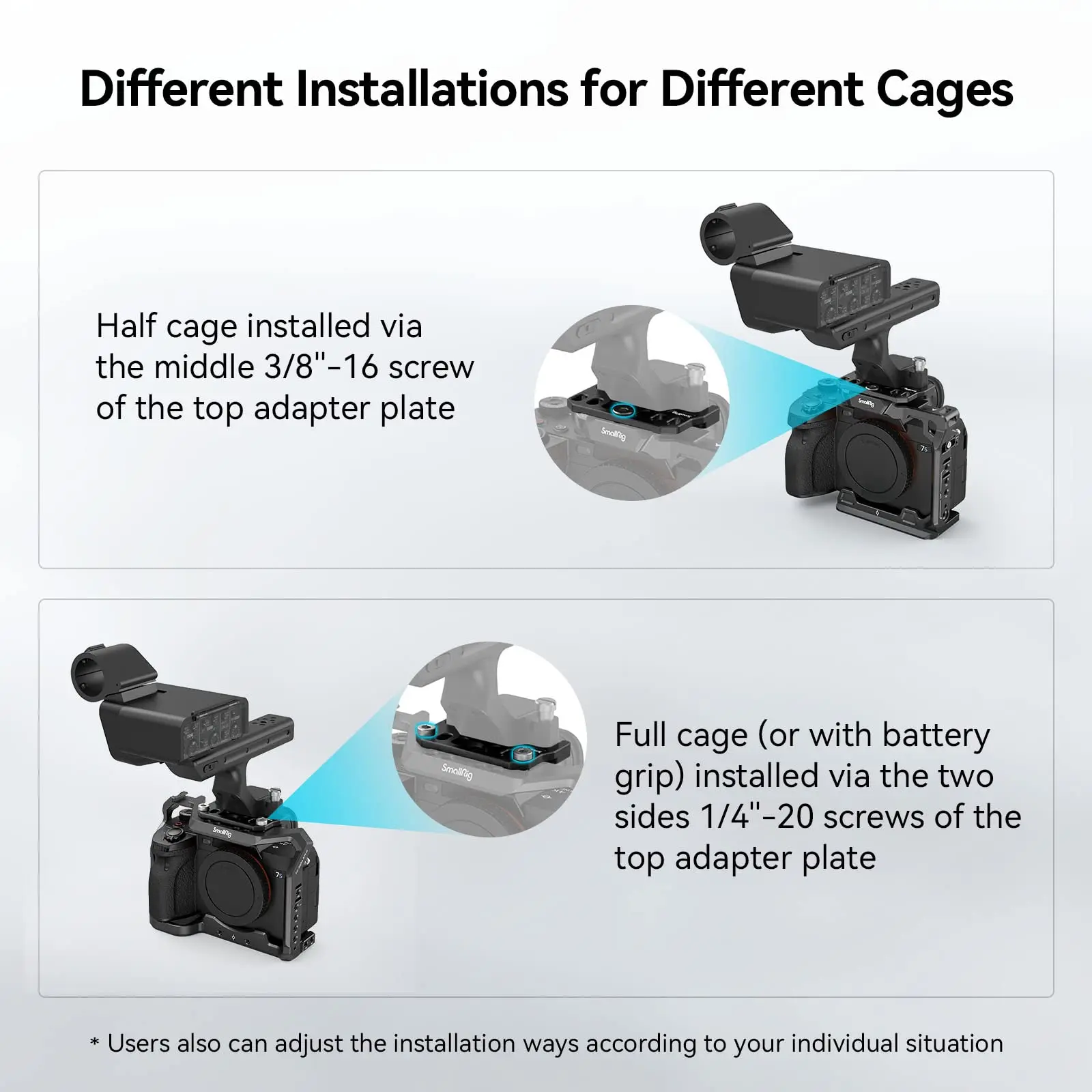 SmallRig Oberseite für Sony FX3 XLR-Einheit für FX3 Originalgriff mit 1/4''-20 Gewindelöchern Kaltschuh-Befestigungsmikrofon MD3990 – Detail 8