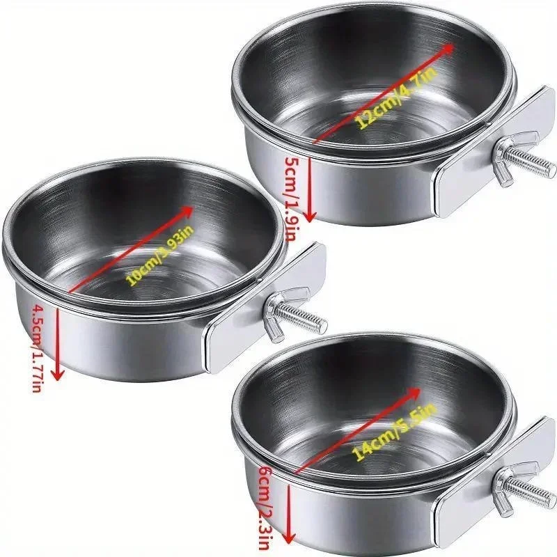 Parrot Feeder Bird Feeder Stainless Steel Food Water Cup With Clamp Holder