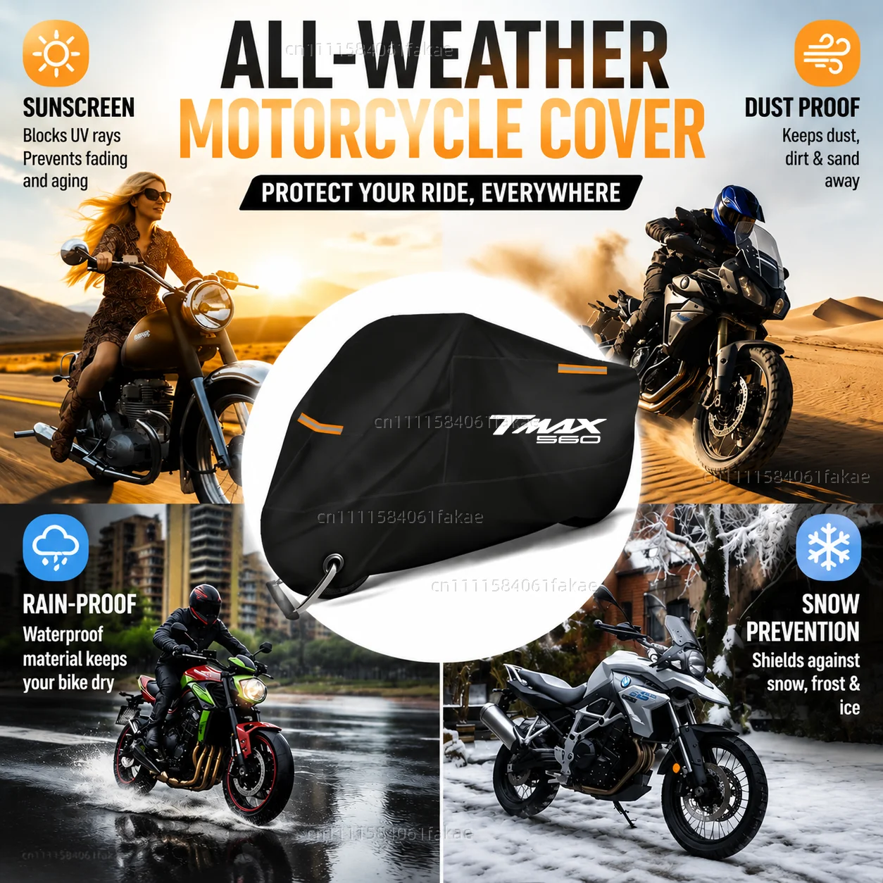 Waterproof All-Season Dustproof UV Protective Motorcycle and Scooter Rain Cover