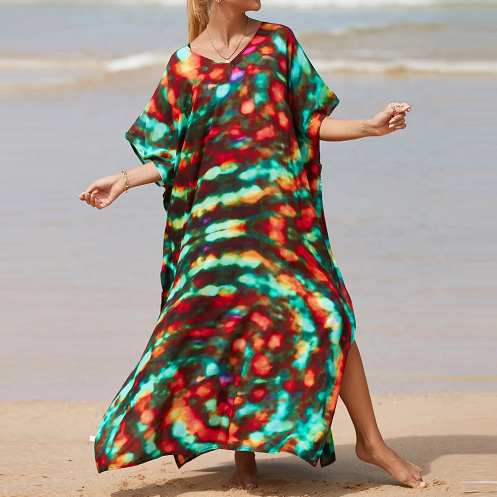 plus Size Swimsuit Beach Cover up 2023 Women's Cotton Printed Gown Loose  Large Beach Blouse Bikini Swim Cover up for Women Skirt - AliExpress