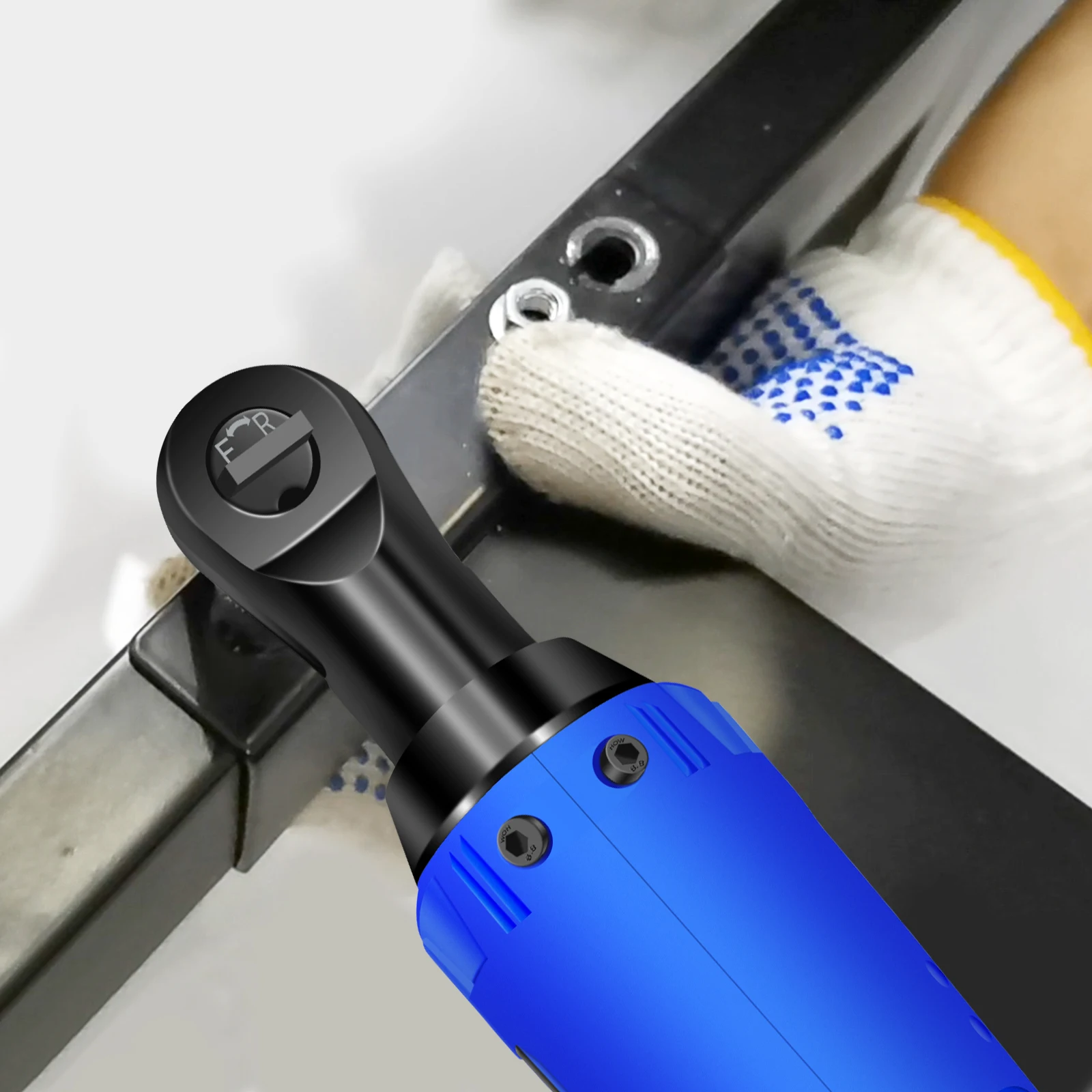 BRIEFNESS 12V Kabelloser Bürstenloser Ratschenschlüssel-Satz, 3/8 Zoll 300 U/min Elektrischer Ratschenschlüssel mit 7 Steckschlüsseln, Professionelles Reparatur-Werkzeugset – Detail 8