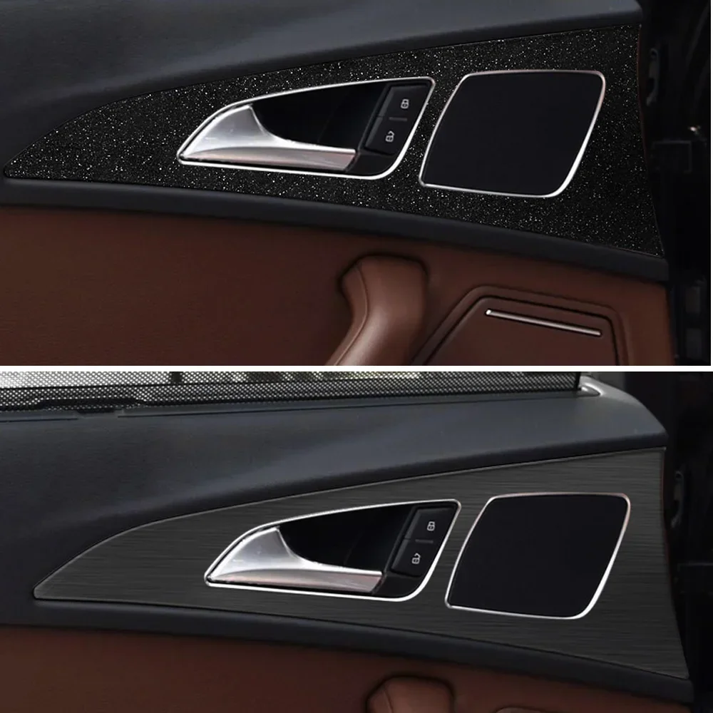자동차 스타일링 블랙 카본 데칼 자동차 도어 판자 패널 커버 트림 스티커 4 개/대 Audi A6 C7 2012-2018
