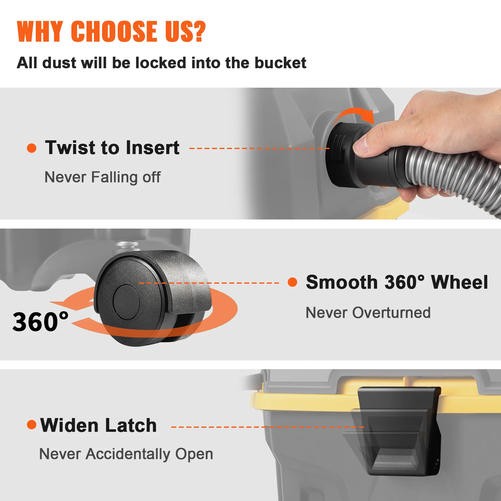 SucceBuy Portable Wet and Dry Vacuum Cleaner 15L For Car & Home Appliance 1200W Power Strong Suction Vacuum Cleaner & Air Blower 6