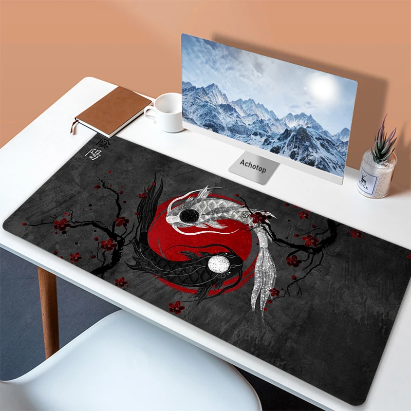 Alfombrilla grande para ratón Gamer arte abstracto Koi 90x40cm XXL alfombrilla grande para juegos alfombrilla para teclado y ratón de ordenador alfombrilla para escritorio de PC