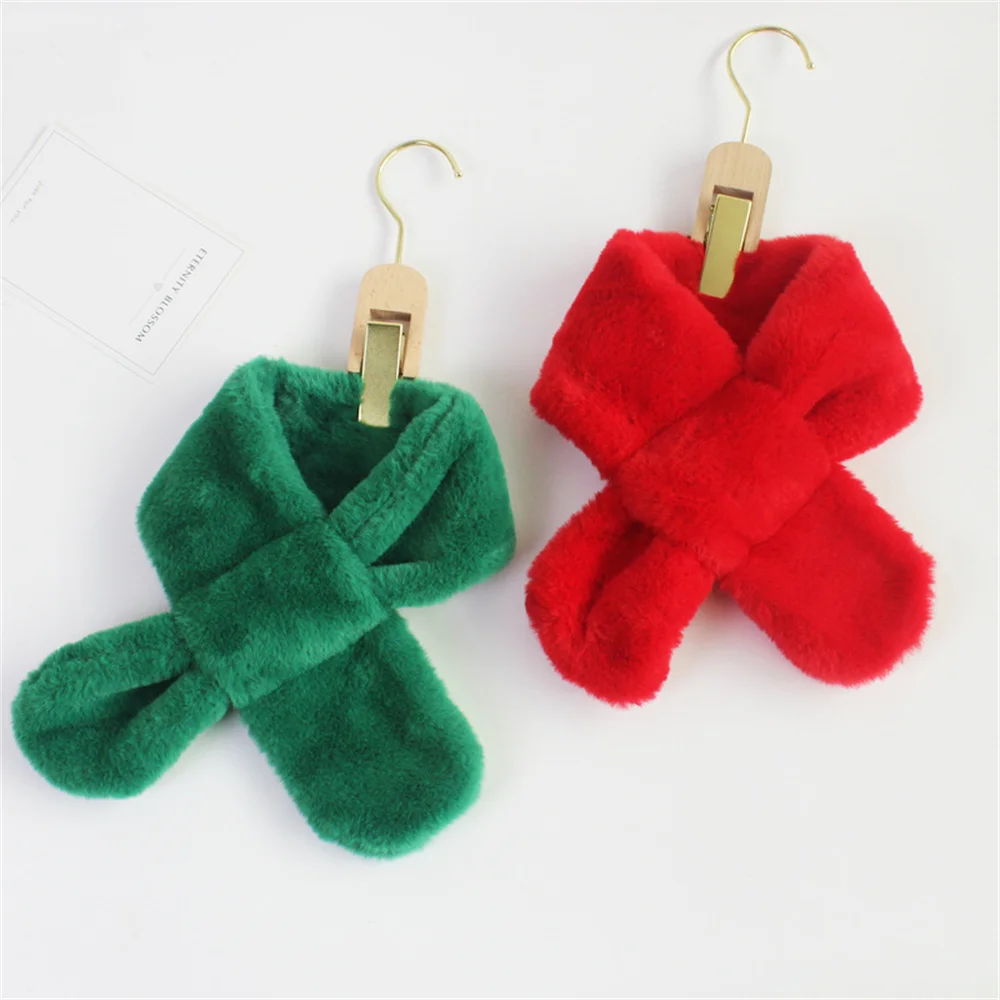 Cartoon Kids Plush Scarf Imitation Rabbit Fur Autumn Winter Boy Girl Warm Neck Cover Outdoor Windproof Children Neckerchief