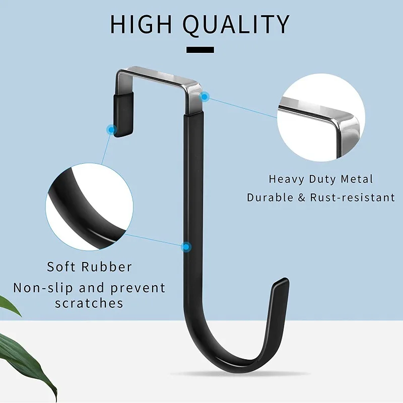 Door Hangers Hooks with Rubber Organizer Hook for Living Room Bathroom Bedroom Kitchen Hanging Key Clothes Towel Hat Coat Robe