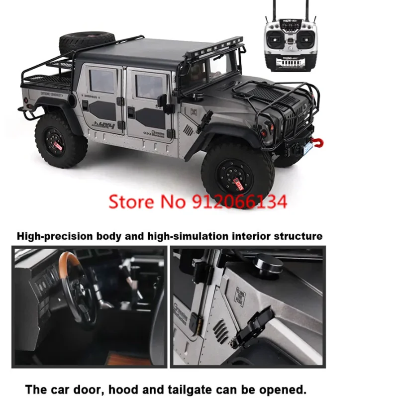 Refit 4WD Off-Road Remote Control Truck Model 16CH Smoking Lighing Alloy Underbody Differential Lock Brake Function RC Truck 5