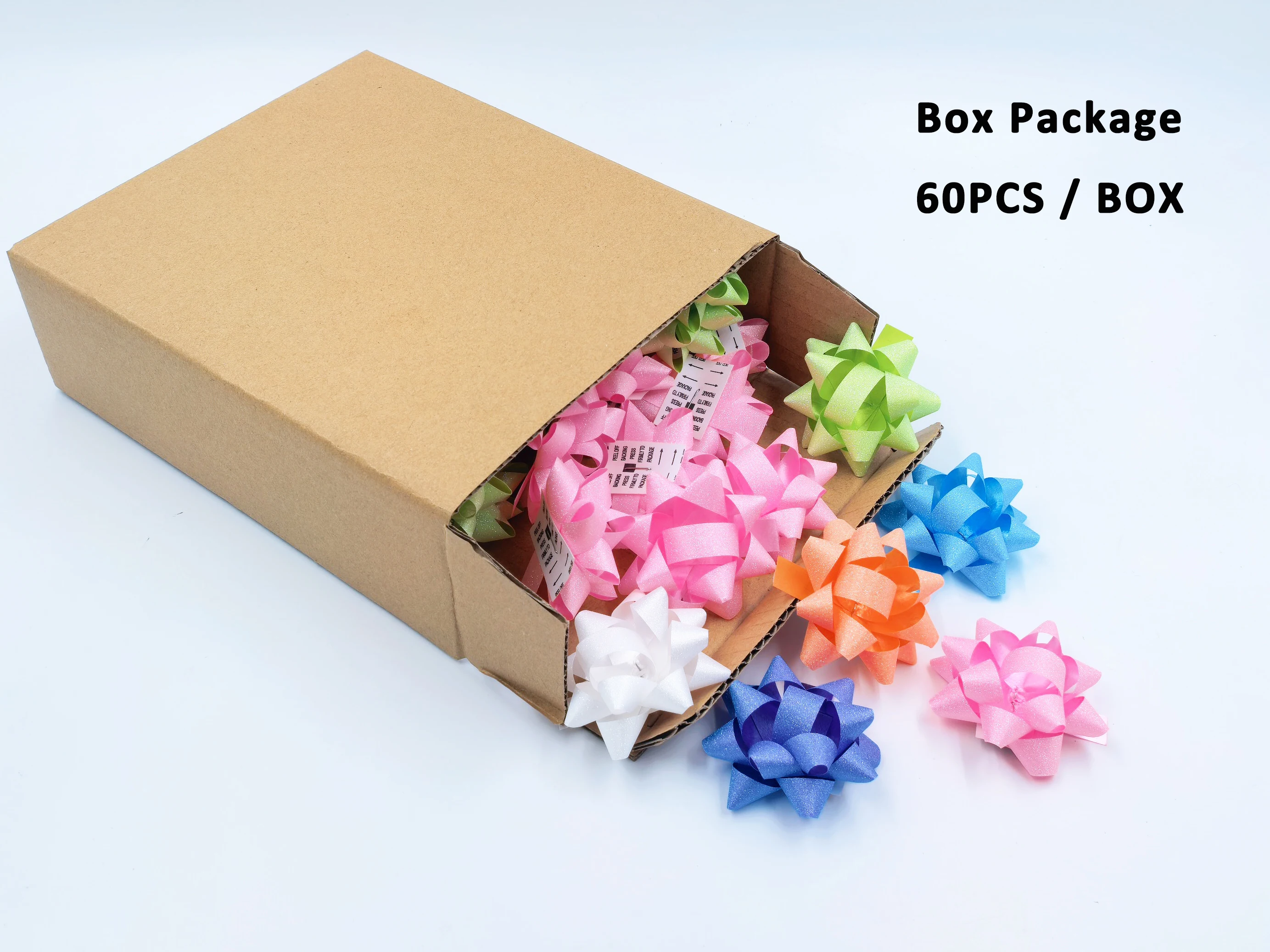 60 Stück 5,1 cm große Glitzerband-Geschenkschleifen mit Frühlingsthema, bunte Stern-Blumenschleifen für Weihnachten, Geburtstag, Party, alltägliche Geschenke, Dekoration – Detail 9