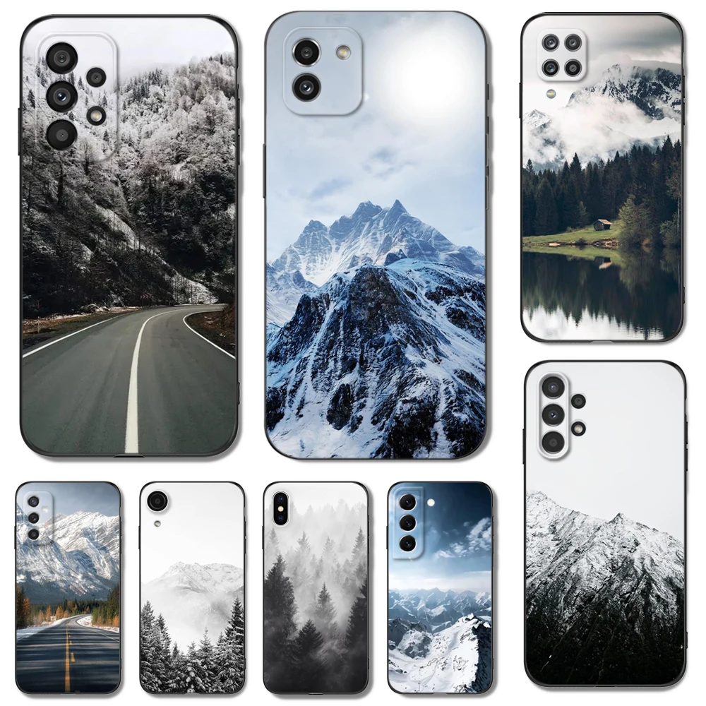 Custodia In Tpu Nero Per Samsung Galaxy M53 M13 M62 A12 A22 A22S A32 A42 A52 A52S A72 4G 5G A20S Black Mountain Pine Forest Mountain