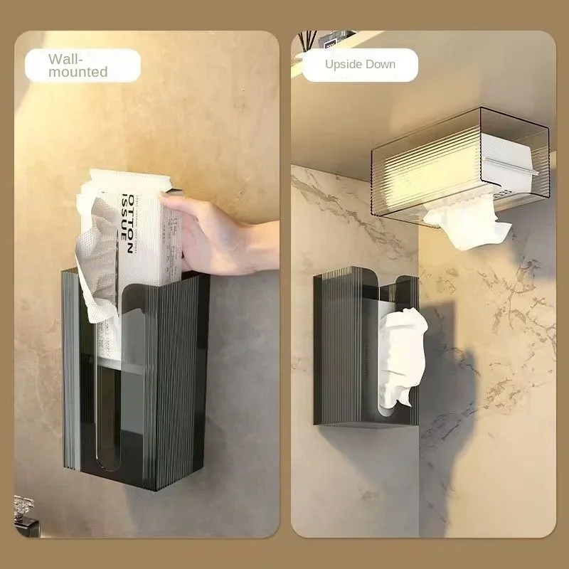 Toilet Paper Holder Punch-free Toilet Paper Holder Box Waterproof Storage