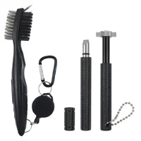 Golf Clean Tool Set Retractable Golf Club Brush and 2 Golf Club Groove Sharpener for U & V-Grooves Portable Golf Brush Tool Kits 1