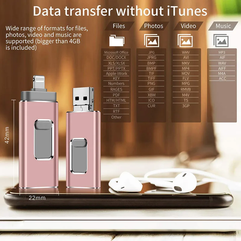 Clé USB montrant les détails techniques