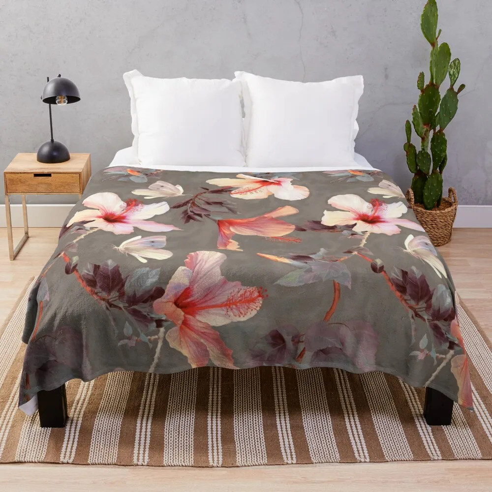 

Coral Hibiscus Throw Blanket decorative bed plaid Beautifuls Blankets