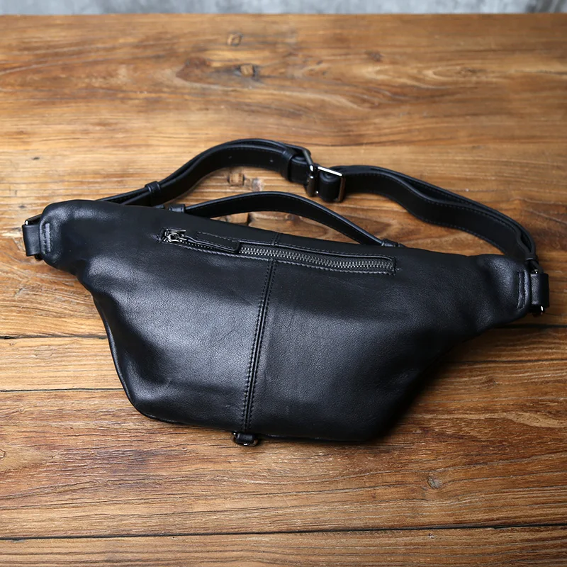 NZPJ New Men's Genuine Leather Chest Bag Top Layer Cowhide Crossbody bag Casual Phone Bag Trendy Shoulder Bag  For 8-Inch IPad