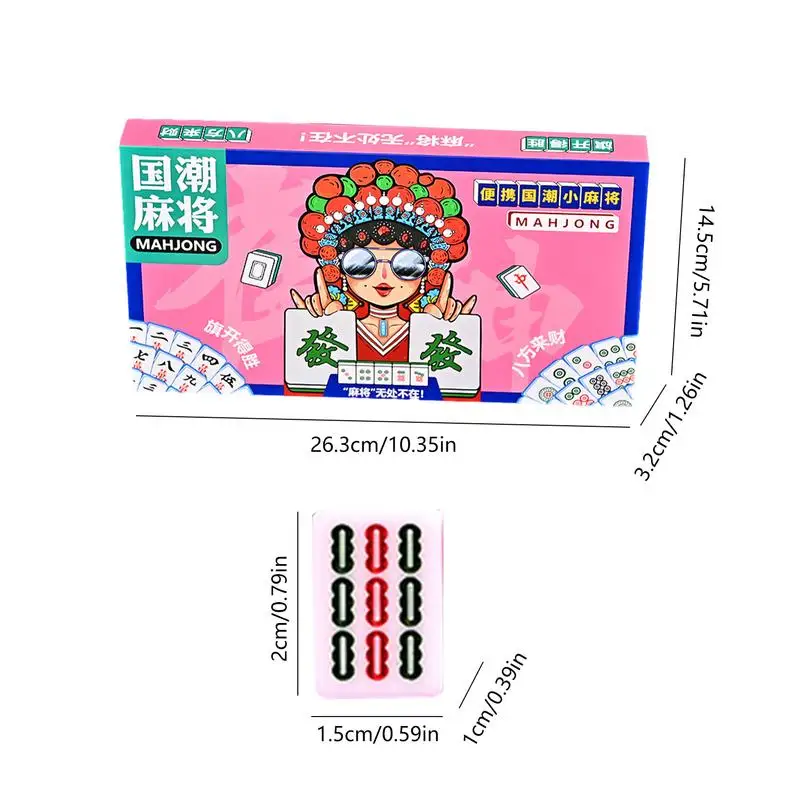 Chinese Mahjong Set Chinese Style Travel Game Portable 144 Tiles Mah-Jong Traditional Version With Case Travel Leisure Time Game 6