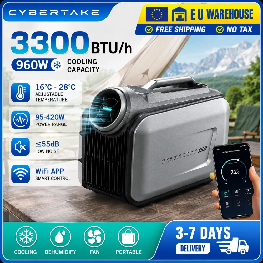 CYBERTAKE S2 Pro Climatiseur portable d'extérieur, refroidissement et chauffage rapides, système de drainage actif, 6 modes de fonctionnement 1