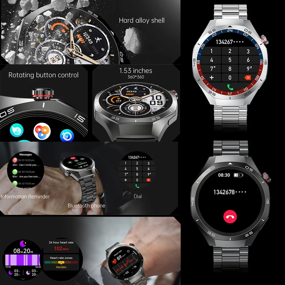 Outdoor GPS Sports Smart Watch Men AMOLED HD Screen Heart Rate Monitor Bluetooth Call Waterproof Smartwatch 2025 New Android iOS