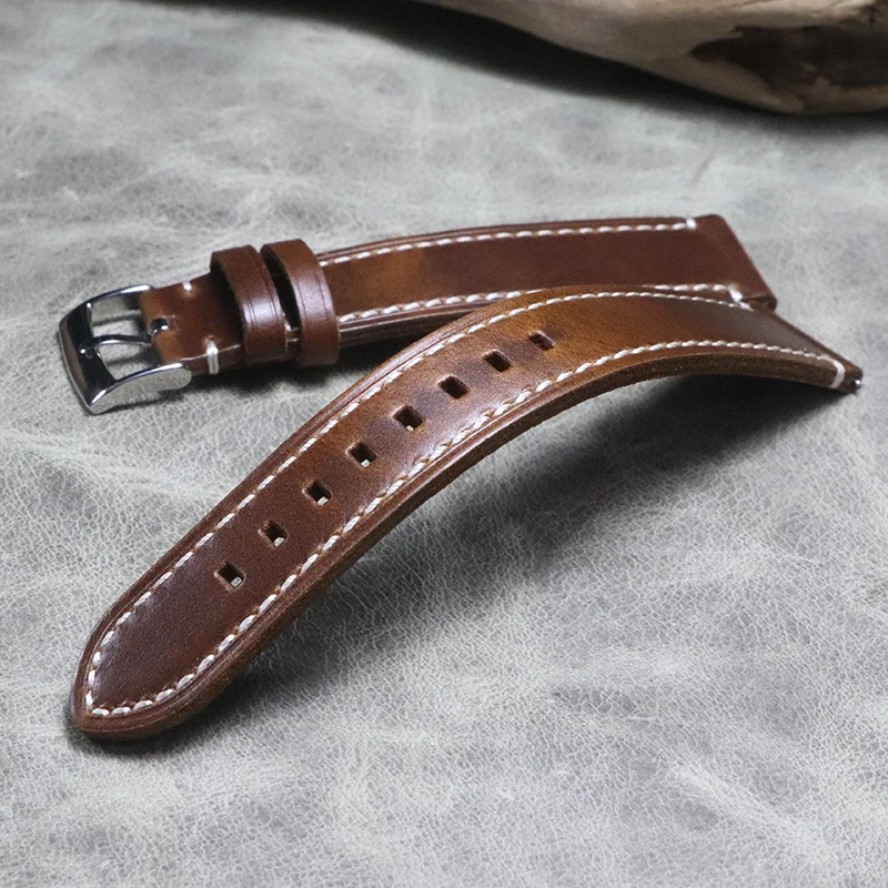 

Large Size Cowhide Watchband 20 22mm Handmade Vintage Derma Men Big Bracelet Leather Long Wrist Band Belt XL Strap Accessories
