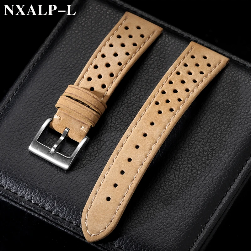 Breathable Cowhide Leather Watch Strap – Oil/Matte Finish Adjustable Wristband