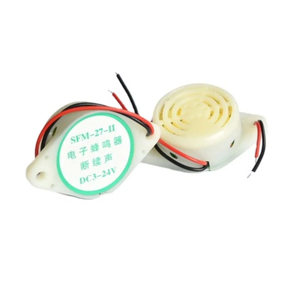 zumbador de tono electrónico piezoeléctrico de 3-24 V Alarma de 12 V CC Sonido continuo Longitud del cable 100 mm Negro Zumbador de alarma 