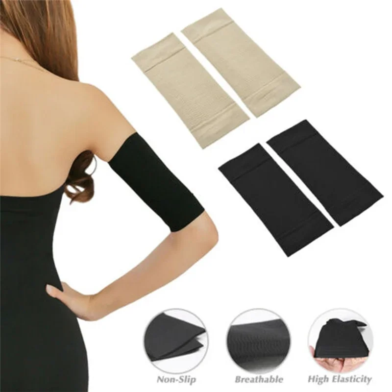 

2 Pairs Women Elastic Compression Arm Shaping Sleeves Slimming Arm Shaperwear Mangas Para Weight Loss Elbow Massager Arm Wraps