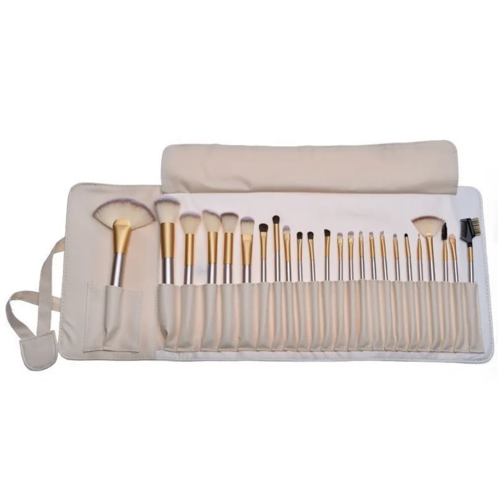 Professional Wooden Make Up Brushes Sets With Leather Storage Pouch Set of 12-24 6