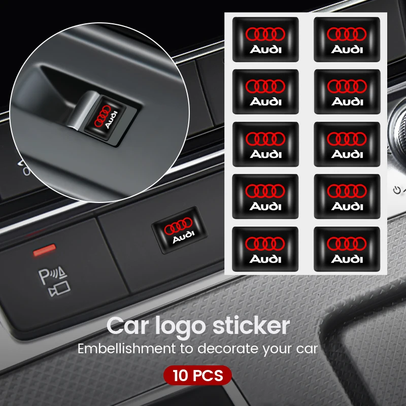10Pcs 3D Car Styling Epoxy Emblem Badge Stickers Per Audi A4 B5 B6 A3 8P 8V 8L A5 A6 C6 C5 A1 A7 A8 Q2 Q3 Tt Accessori Per Merci