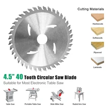 4.5 Polegada 40 dente circular lâmina de serra de aço liga serra roda disco de corte para madeira plástico acrílico corte (1 pces)