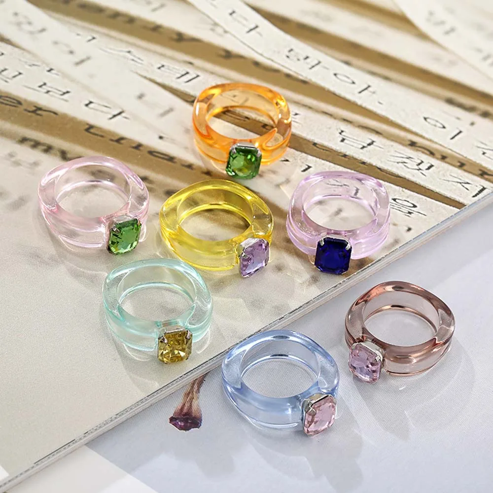 Damen Acryl Edelsteinring Modischer Hip-hop Schmuck_voghion.com