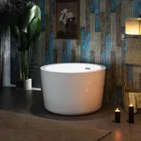 Contemporary Freestanding Acrylic Bathtub Soaking Tub White Brushed Nickel Drain/Overflow 2