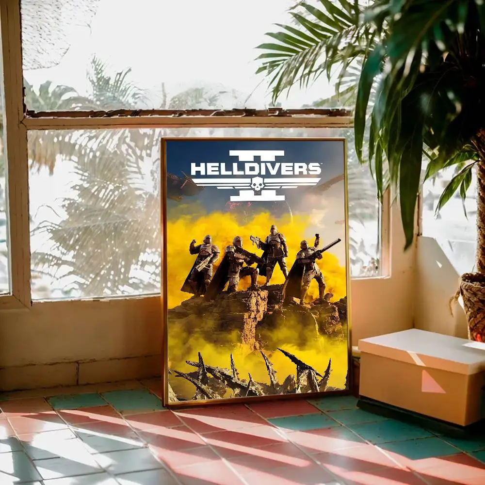 Spiel H-Helldivers Vintage Poster Sticky Vintage Room Home Bar Cafe Decor Kawaii Room Decor – Detail 5