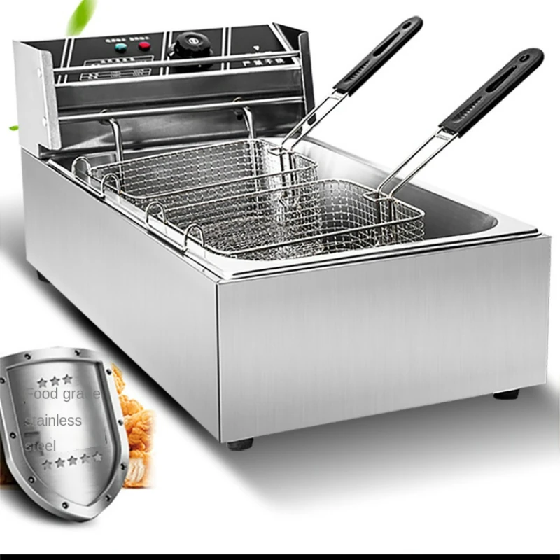 Deepfrier Electric Deep Fryer Stainless Steel Commercial Electric Fryer Household Chips Frying Pan Adjusting Temperature Timing 6
