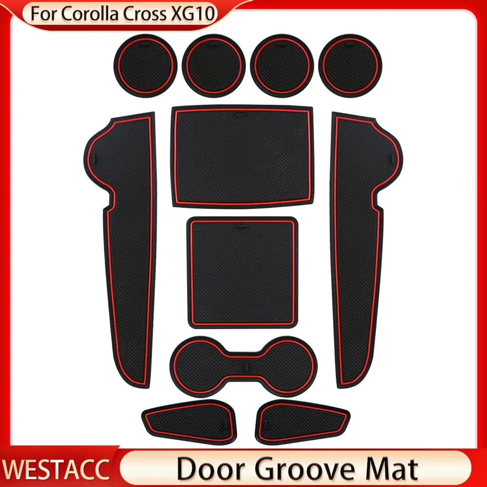 Dust-Proof Car Door Groove Mats with Cup Cushion and Gate Slot Accessories