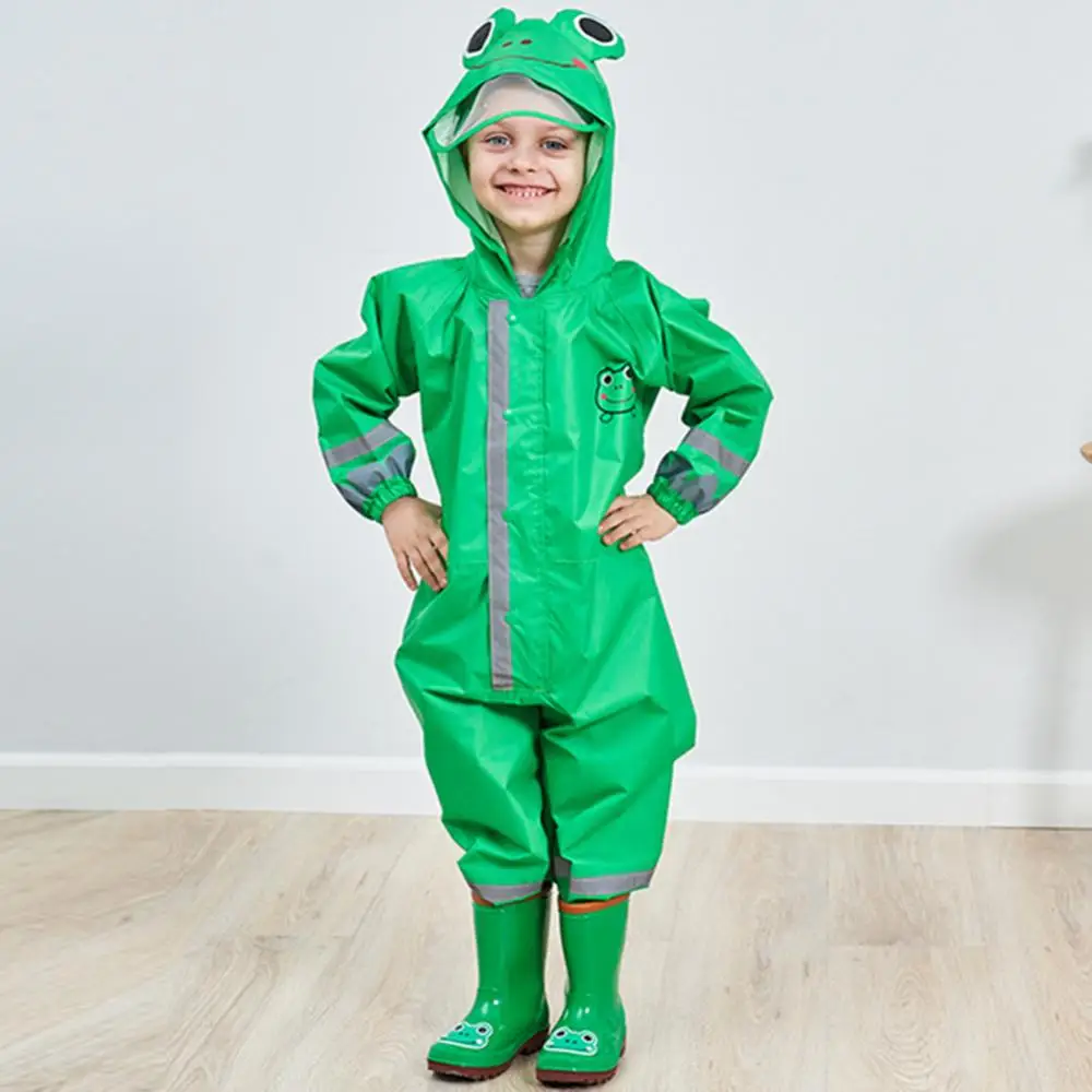 Waterproof Raincoat Kids One Piece Rainwear raincoat poncho Cartoon Animal Rain Coat Hooded Poncho Coverall